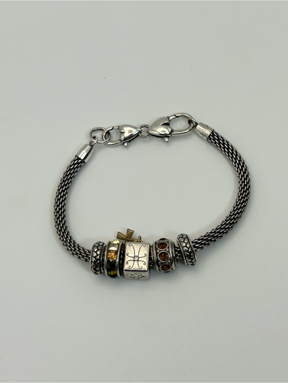 Brighton Beverly Glam Holiday Bracelet 8" Mesh Chain Cross Charm Cube 4 Spacers - Picture 7 of 11